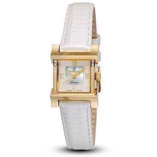Guld ur med hvid croco urrem og ægte diamanter - fra Christina Design London